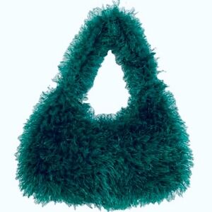 Y2K 1990's Green Fuzzy‎ Purse Handbag Shoulder Bag Funky Fashion girls night